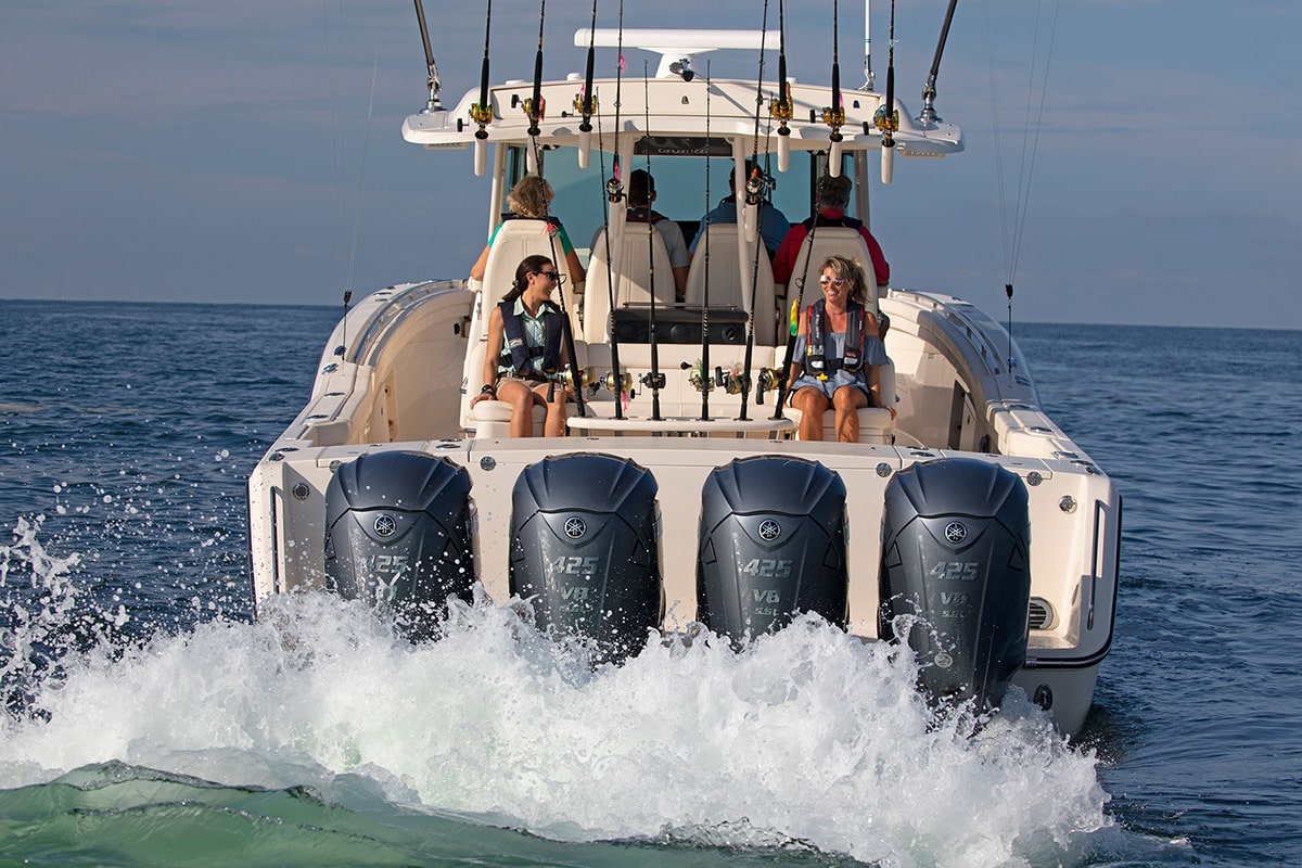 stern view of the grady white 456 center console.