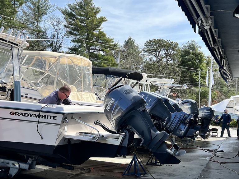 spring Yamaha outboard servicing at Cataumet Boats on Cape Cod